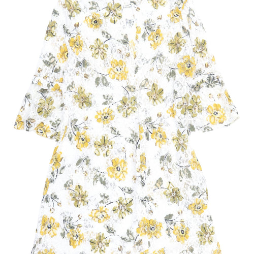 Marks & Spencer Floral Lace Dress, Size 14, Ivory