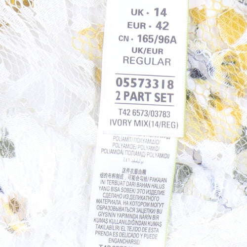Marks & Spencer Floral Lace Dress, Size 14, Ivory