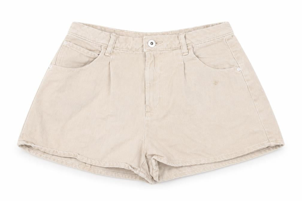 Bershka Women's Beige High Rise Chino Shorts Size 8