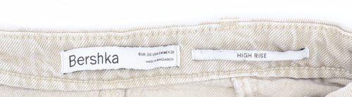 Bershka Women's Beige High Rise Chino Shorts Size 8