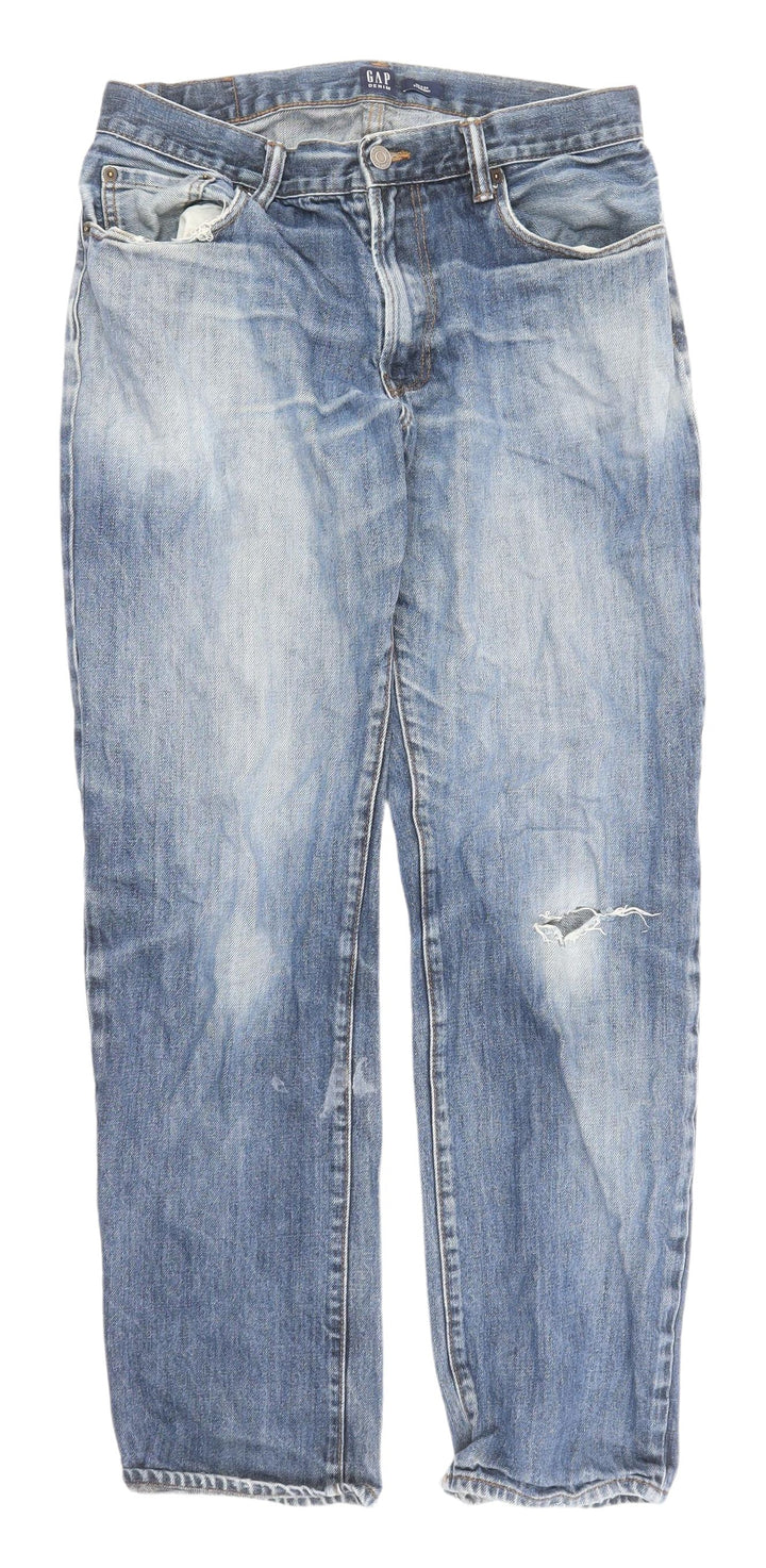 GAP Men's Blue Straight Jeans, Size 32, Medium Wash