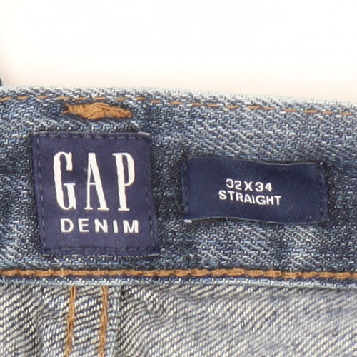 GAP Men's Blue Straight Jeans, Size 32, Medium Wash