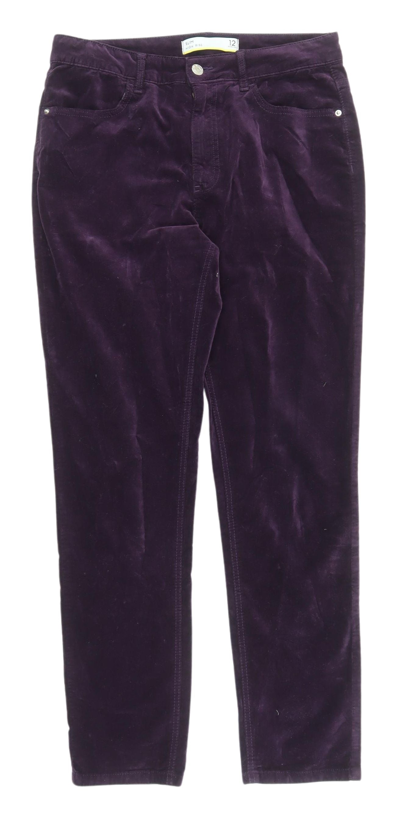 Next Women's Purple Velvet Slim Fit Trousers - Size 12