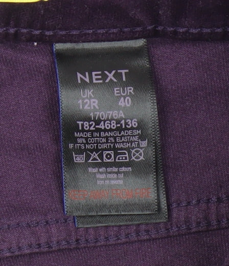 Next Women's Purple Velvet Slim Fit Trousers - Size 12