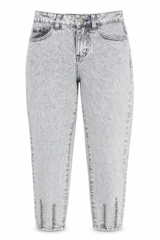 Front view of Redial Women's Grey Cropped Denim Jeans XS