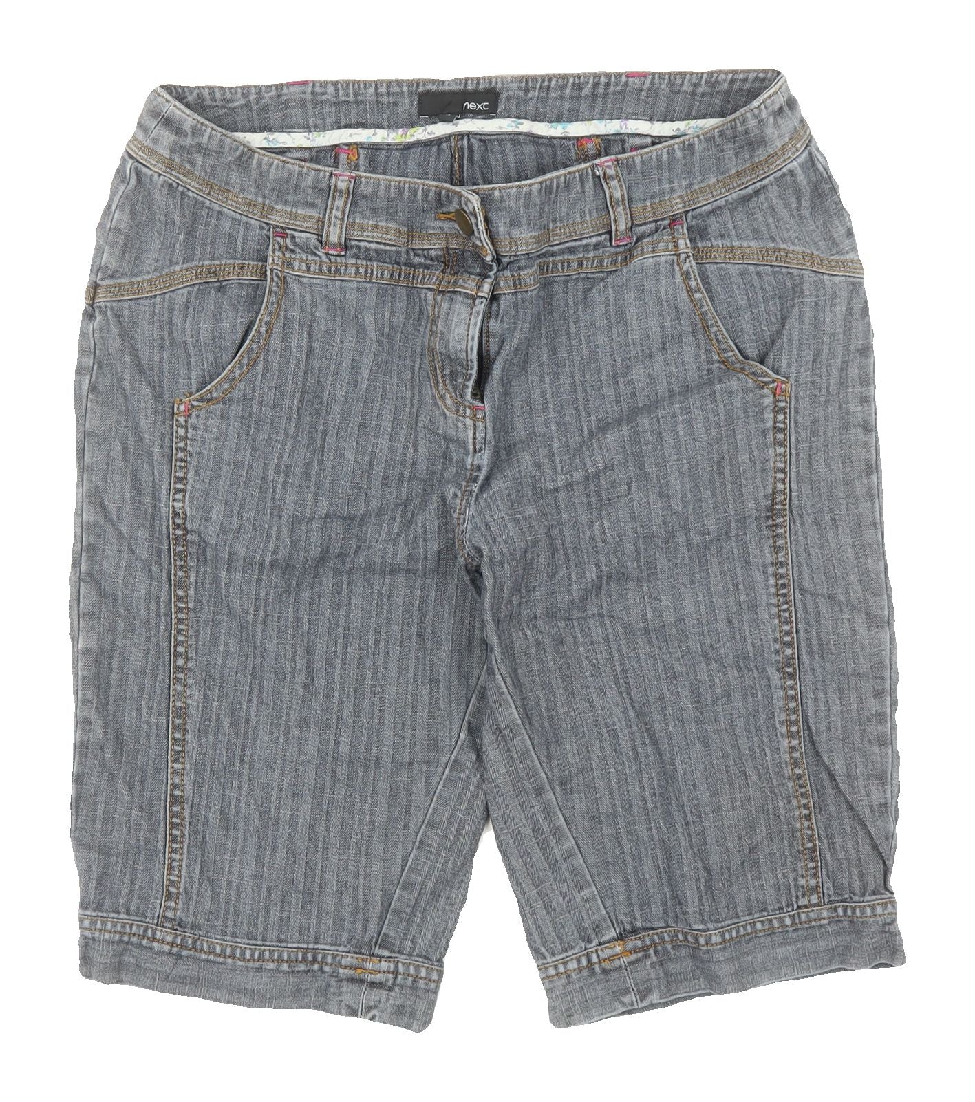 Next Women's Grey Bermuda Denim Shorts Size 12
