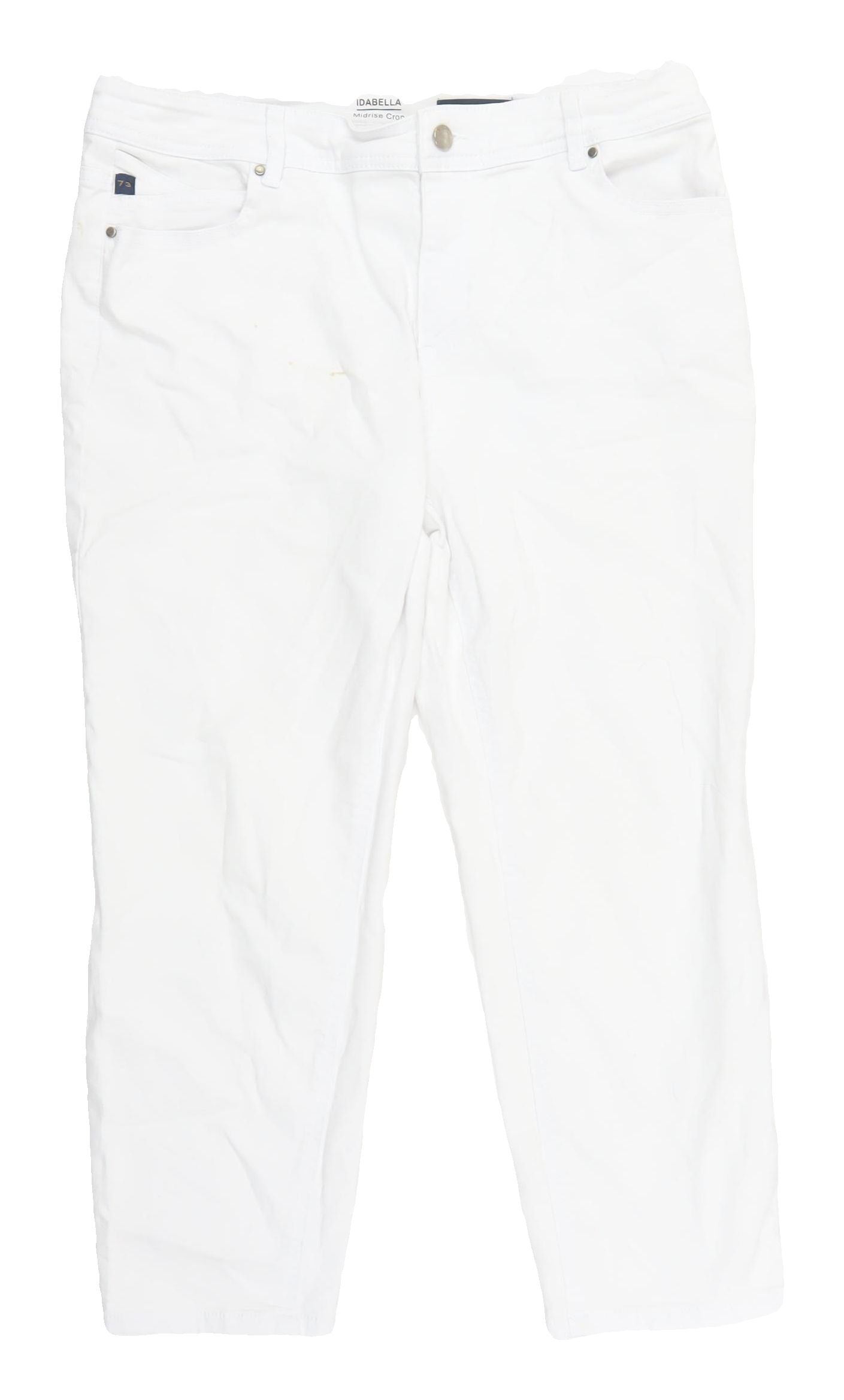 Idabella Women's White Cropped Jeans, Size 14