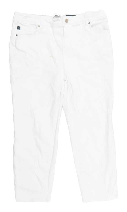 Idabella Women's White Cropped Jeans, Size 14