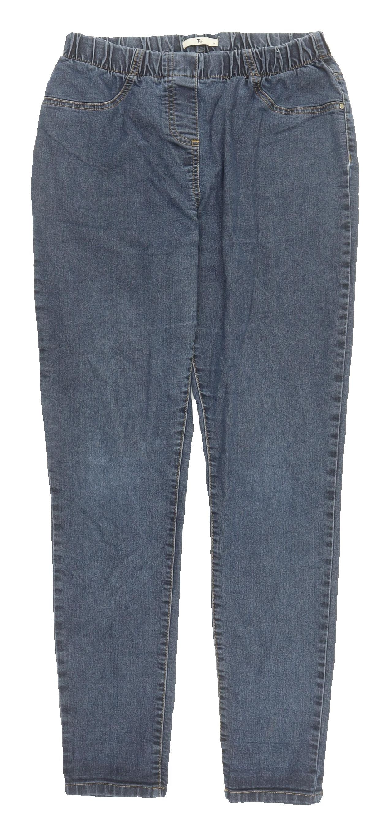 TU Women's Blue Relaxed Straight Jeans, Size 14