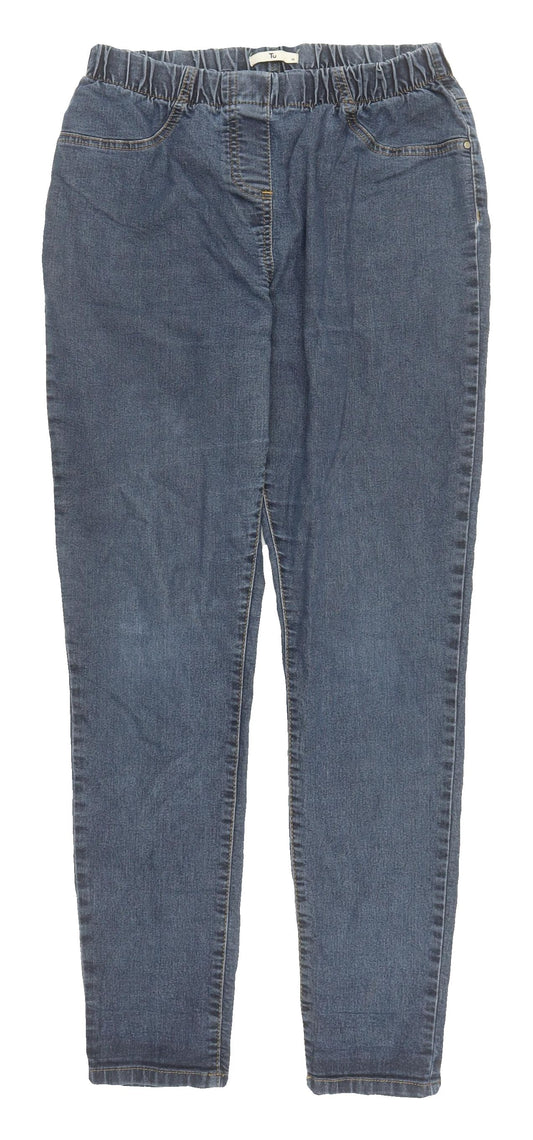 TU Women's Blue Relaxed Straight Jeans, Size 14