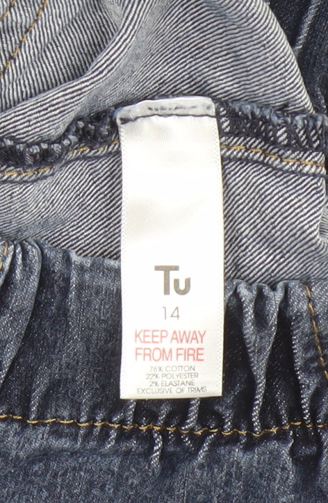 TU Women's Blue Relaxed Straight Jeans, Size 14