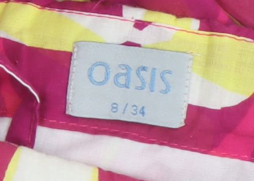 Oasis Women's Pink Geometric A-Line Dress - Size 8