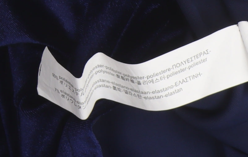 Stradivarius Women's Blue Velvet Bodycon Dress, Size 8