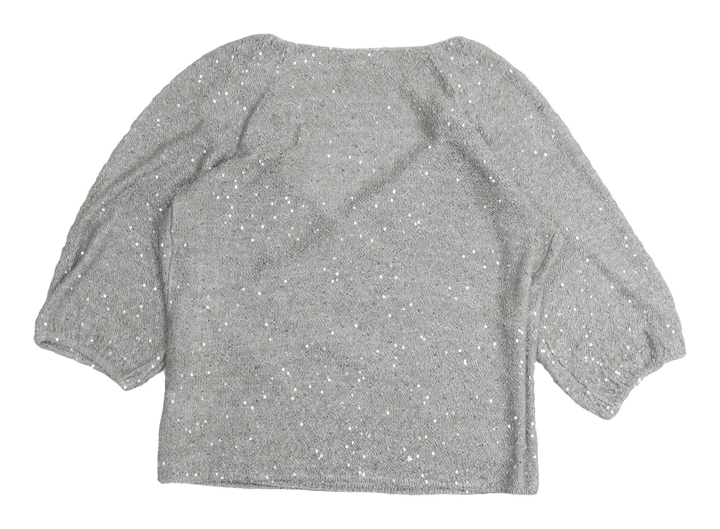 Next Women's Grey Sequin Wrap Jumper Size 14