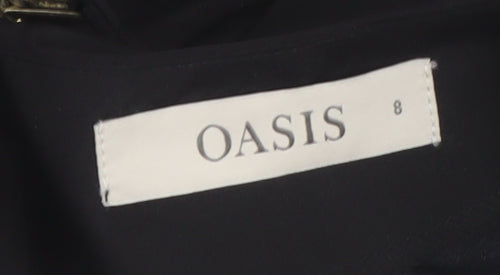 Oasis Women's Black Floral Blouse UK 8 Short Sleeve