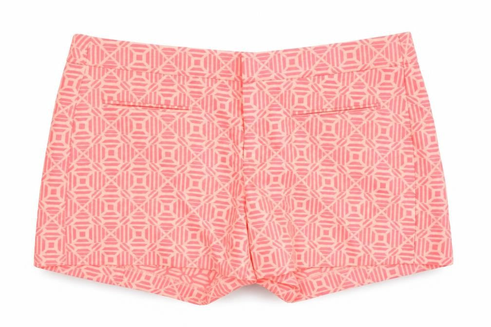 Front view of Gap Women's Pink Chino Shorts, Geometric, size S