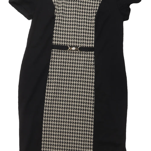 David Emanuel Women's Black Houndstooth Sheath Dress - Size 16