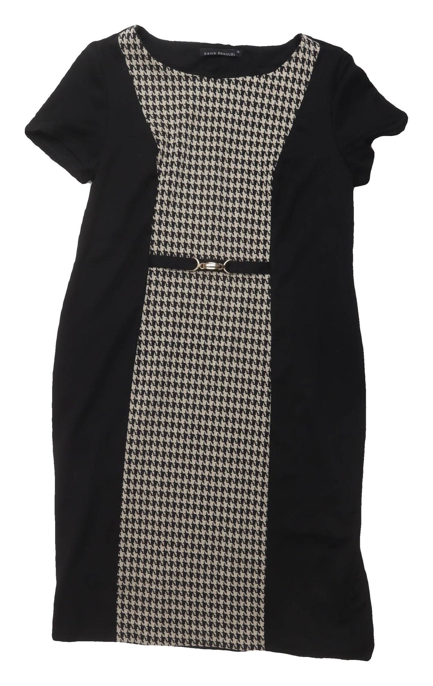 David Emanuel Women's Black Houndstooth Sheath Dress - Size 16