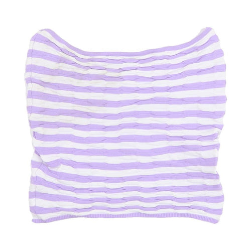 Bershka Women's Purple Striped Sleeveless Blouse Size M
