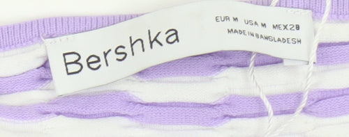 Bershka Women's Purple Striped Sleeveless Blouse Size M