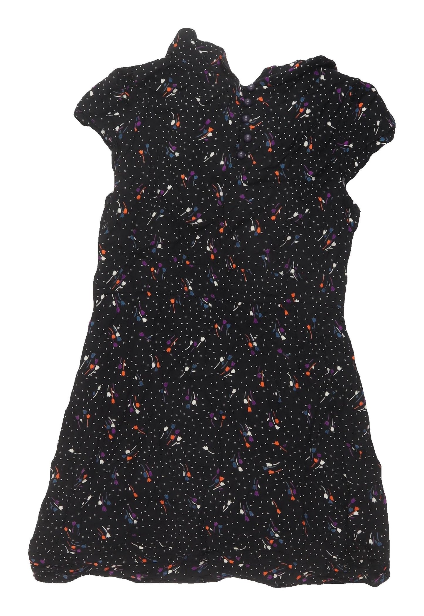Floral Women's Black A-Line Mini Dress Size 10