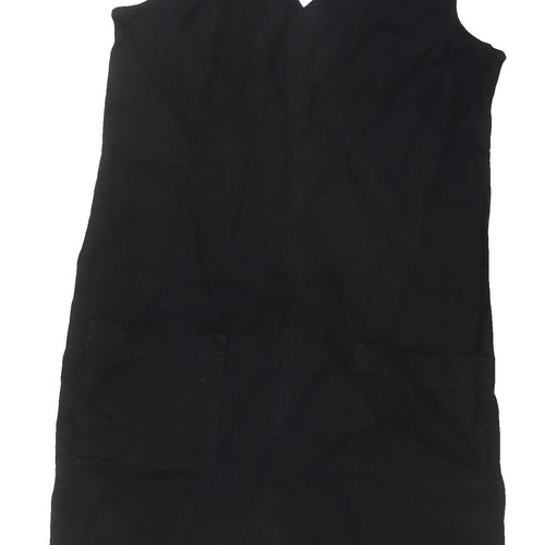 Next Women's Black Sleeveless Shift Dress V-Neck