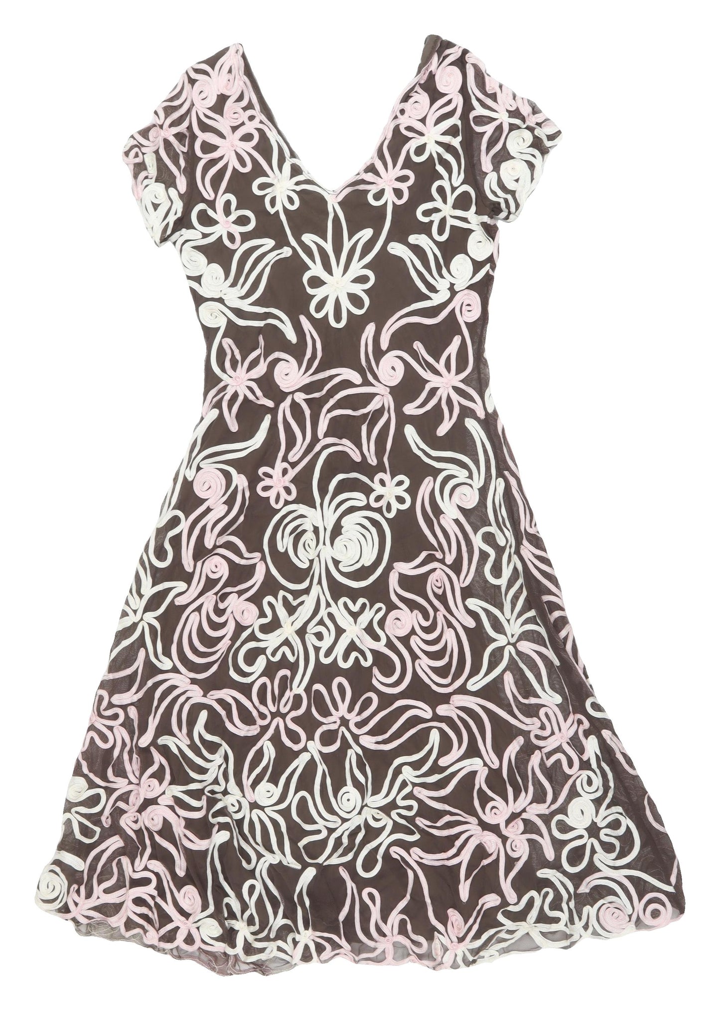 Phase Eight Brown Floral A-Line Dress, Size 14, Artful Elegance