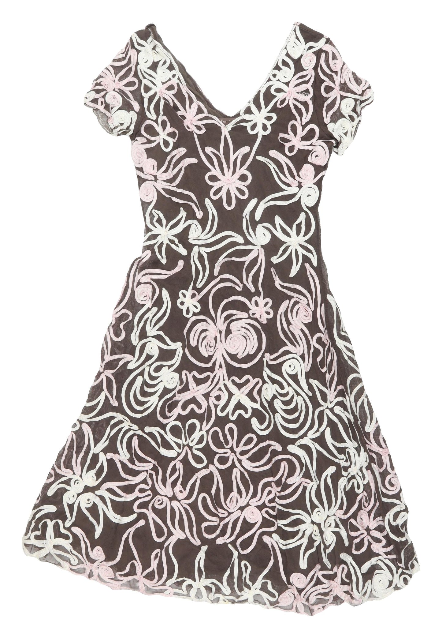 Phase Eight Brown Floral A-Line Dress, Size 14, Artful Elegance