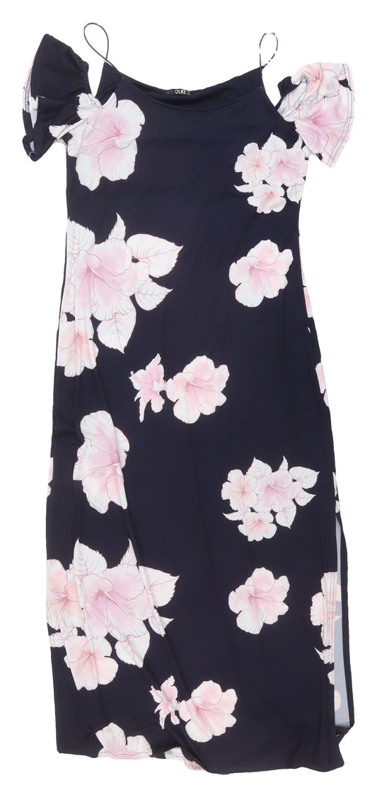 Quiz Floral Slip Dress, Women's 16 Multicoloured Midi