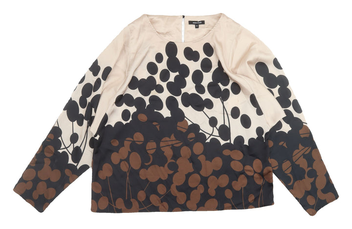 More & More Women's Geometric Blouse, Size 12, Beige