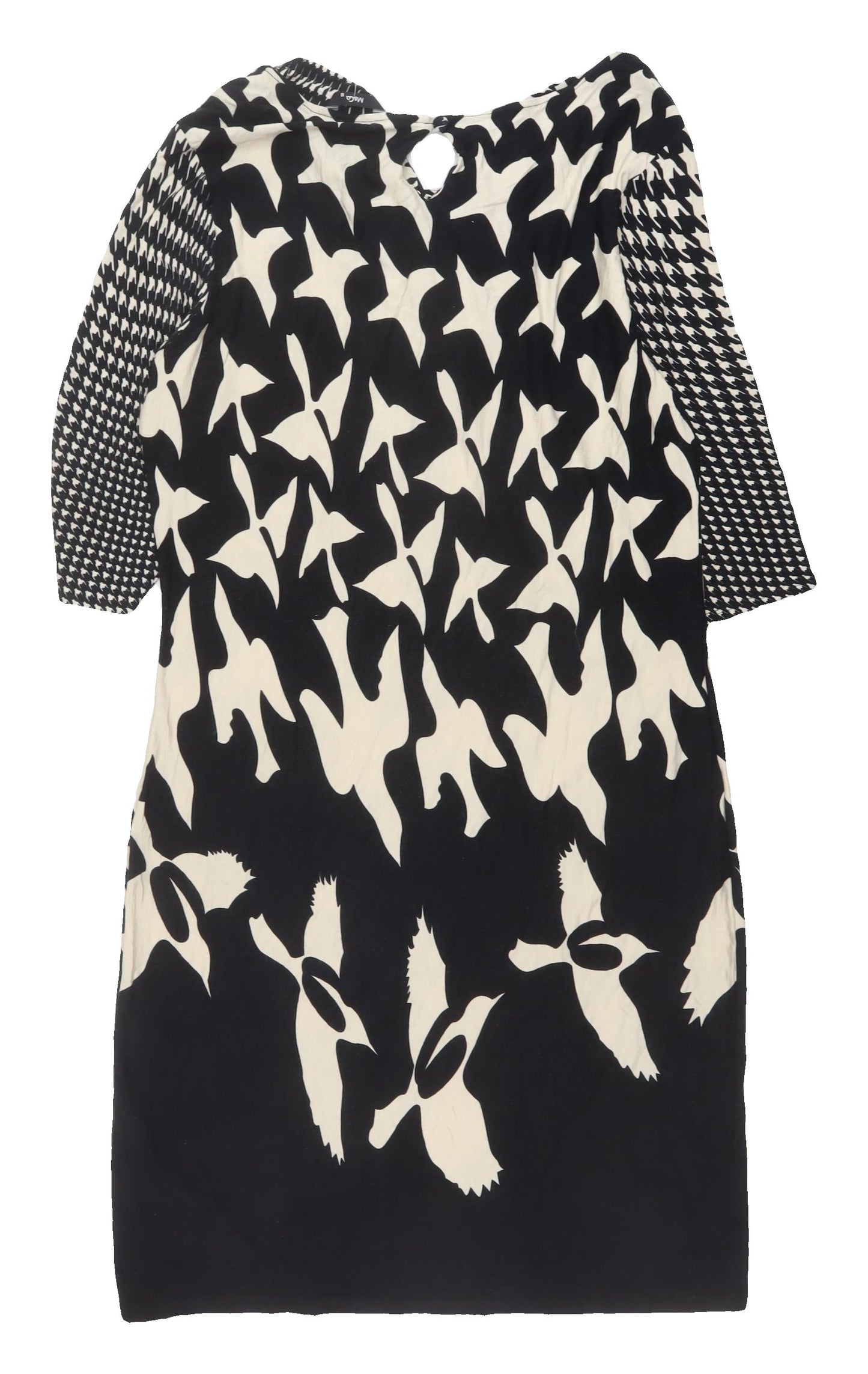 M&Co Women's Black & Ivory Geometric Dress Size 18