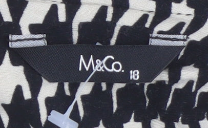 M&Co Women's Black & Ivory Geometric Dress Size 18