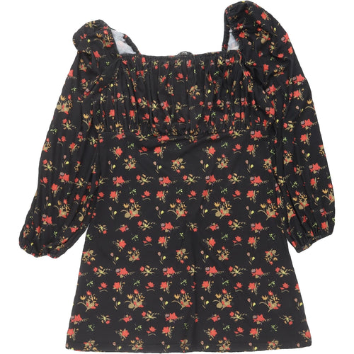 Cameo Rose Women's Black Floral Tunic Blouse, Size 8