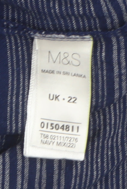 Marks and Spencer Women's Blue Striped Shirt Dress Size 22