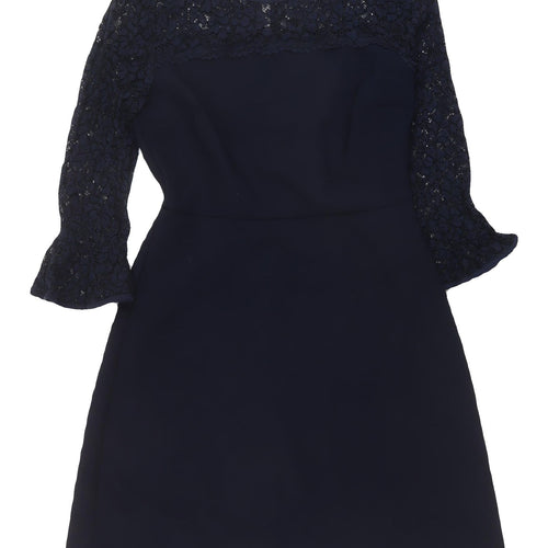 Phase Eight Women's Blue Lace A-Line Dress Size 10