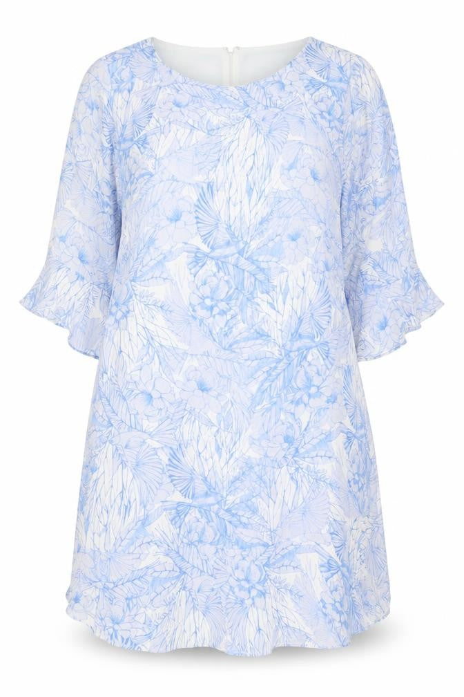 Front view of French Connection Women's Blue Floral Blouse, size 16