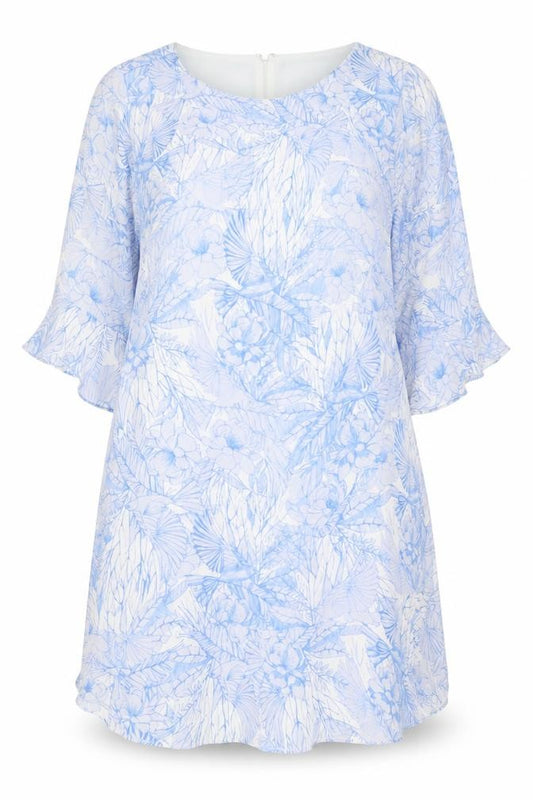 Front view of French Connection Women's Blue Floral Blouse, size 16