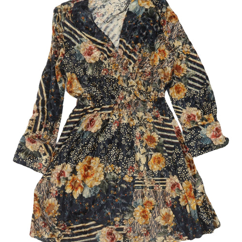 Zara Women's Multicoloured A-Line Floral Dress XS