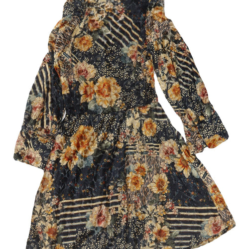 Zara Women's Multicoloured A-Line Floral Dress XS
