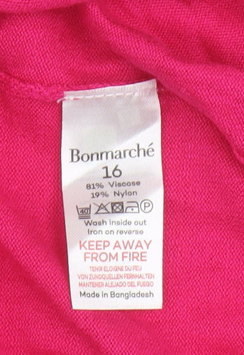 Bonmarché Women's Pink Short Sleeve Cardigan Size 16