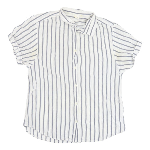 GAP Women's White Striped Button-Up Shirt - Size S