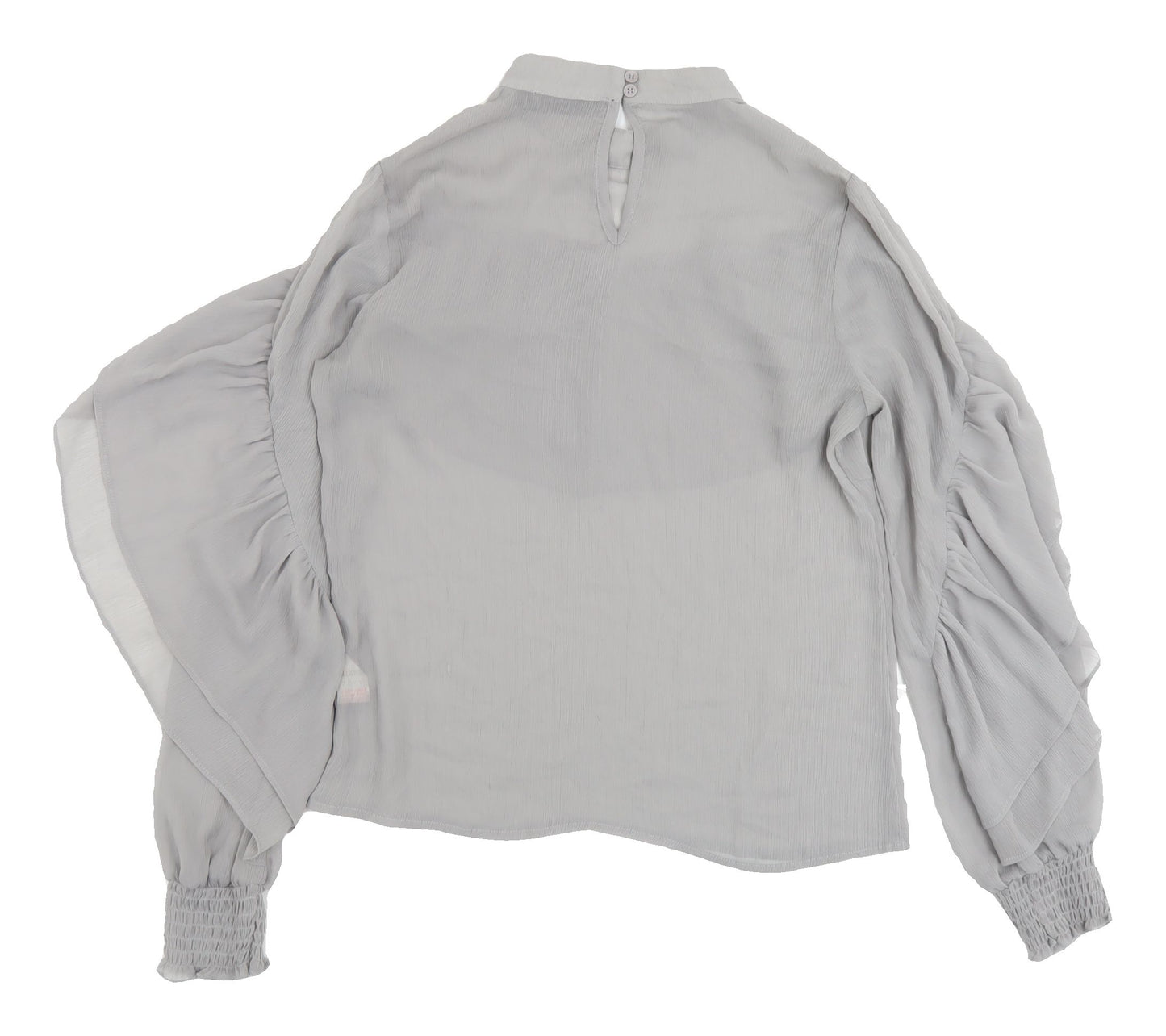 Missguided Women Grey Cropped Blouse with Ruffle Accents