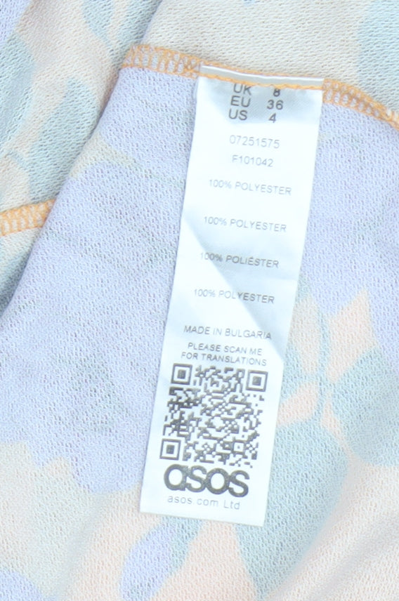 ASOS Women's Multicoloured Floral Midi Dress - Size 8