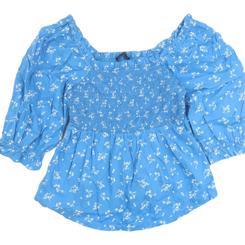 Marks and Spencer Women's Blue Floral Blouse Size 10