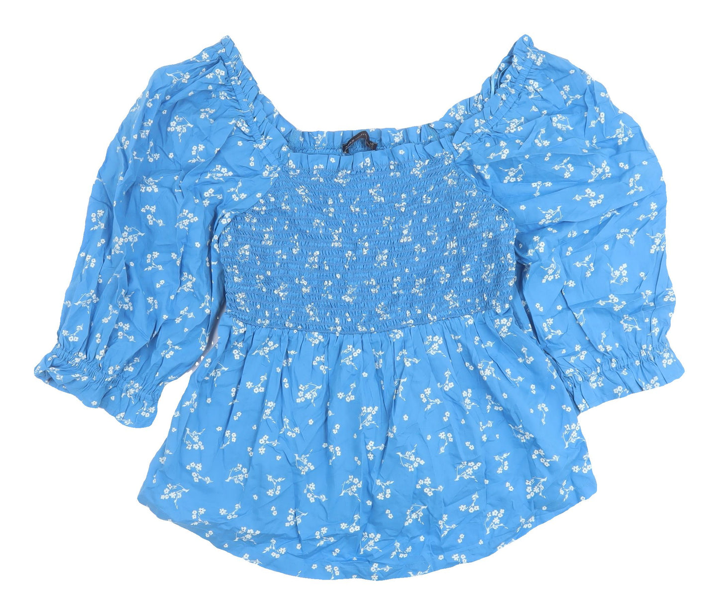 Marks and Spencer Women's Blue Floral Blouse Size 10