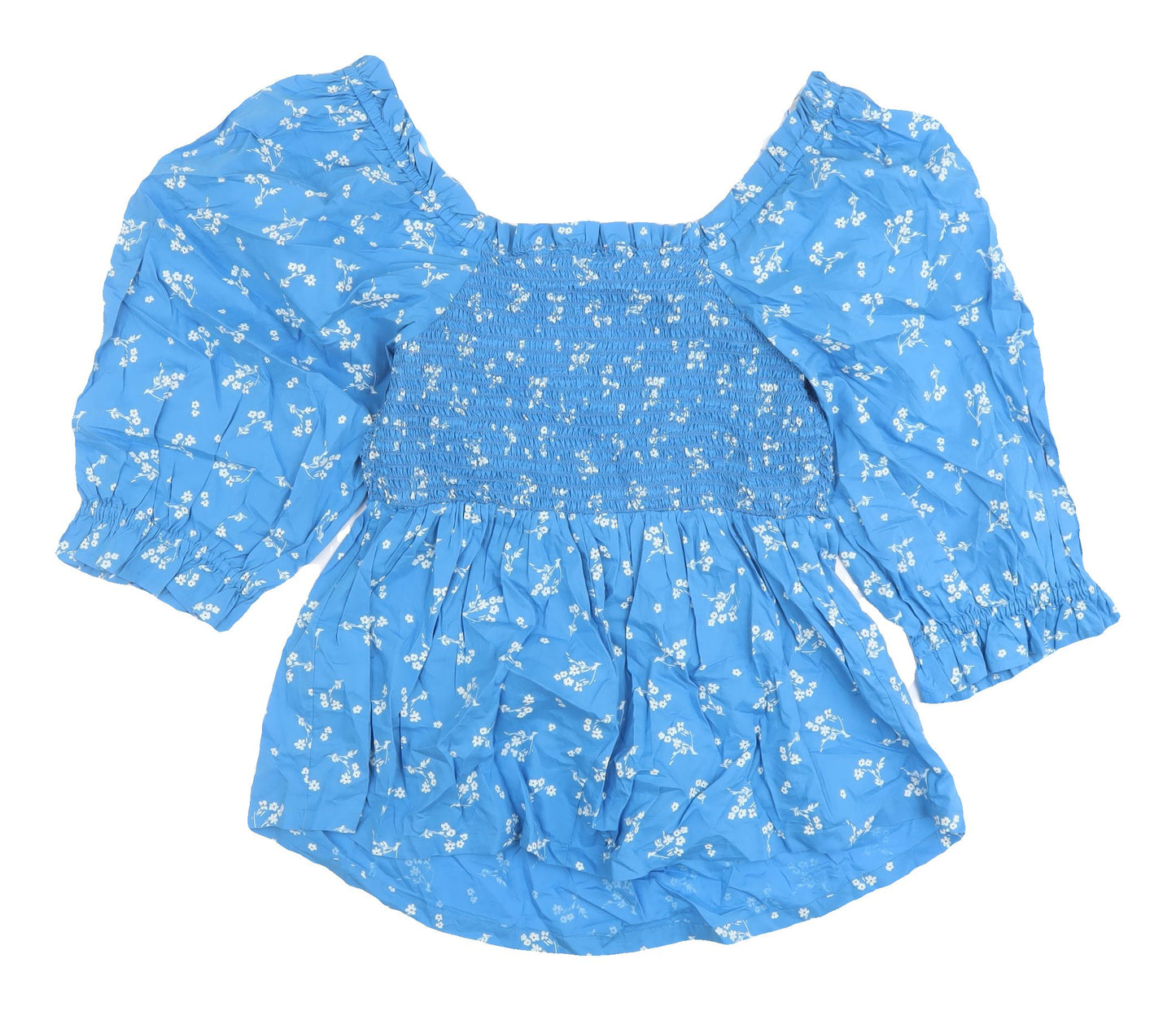 Marks and Spencer Women's Blue Floral Blouse Size 10