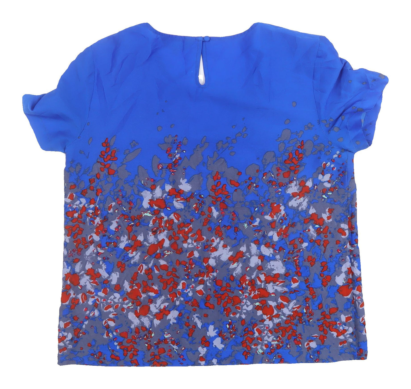 Great Plains Women's Blue Floral Blouse, L, Short Sleeve, Casual