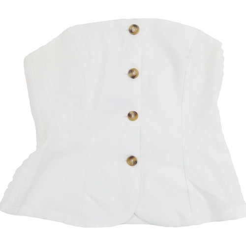 PrettyLittleThing Women's White Strapless Blouse Size 12