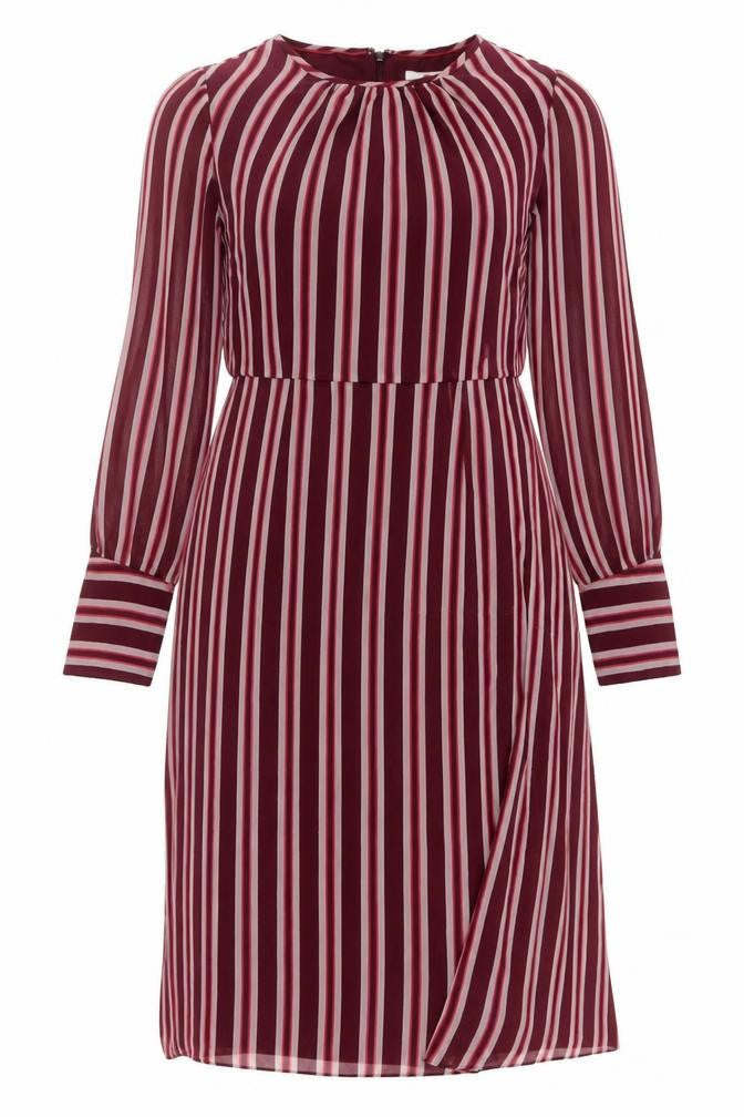Front view of Boden Women's Red Striped Knee Length Dress 8P