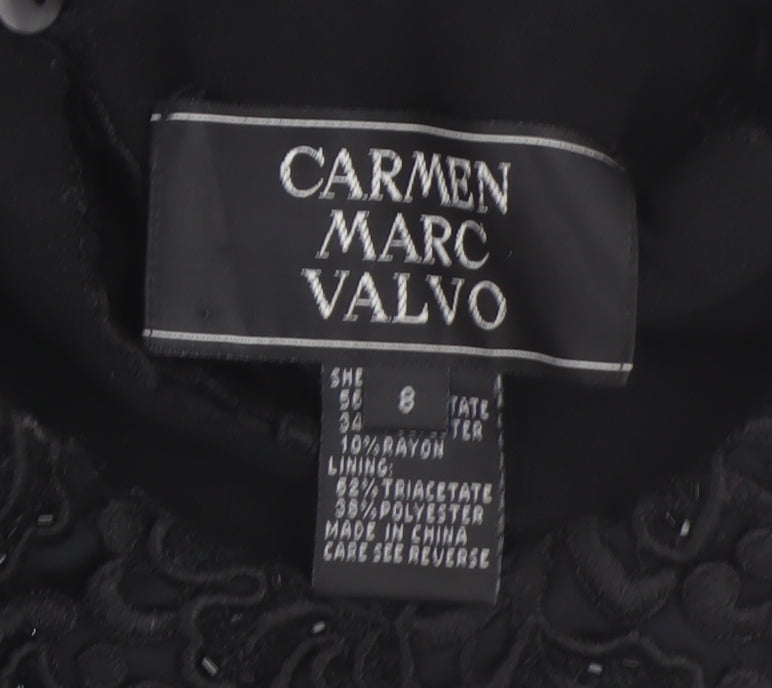 Carmen Marc Valvo Women Black A-Line Formal Dress 12